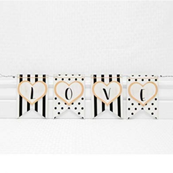 addams and co Other - Black and White Polka Dot Striped Love Banner with Gold Accents Valentine Decor